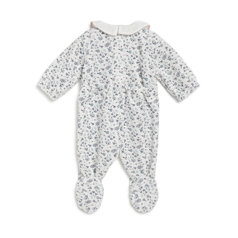 Girls Natural Printed Nappy Opening Babysuit image number 1